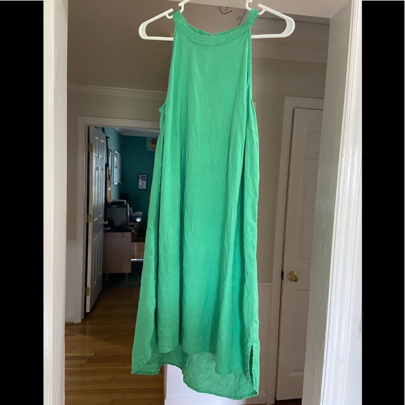 Green Linen Summer Dress size Large - Picture 1 of 2